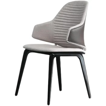Простой дизайн из ясеня с тканевым стулом с подлокотником, обеденный стул со средней спинкой в столовой