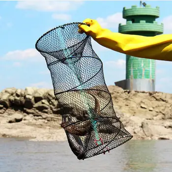Пружинная клетка Компактная рыболовная клетка Нейлон Легко носить с собой Удобная пружинная рыболовная сеть