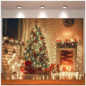 Рождественская гостиная фотография фон новогодняя елка камин рождественский свет подарок фон праздник праздничный интерьер вечеринка