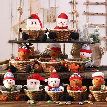 Рождественская корзина для хранения конфет Украшение Санта-Клаус Корзина для хранения дляРождество Декор Вечеринка Декор Украшение Рождественские украшения