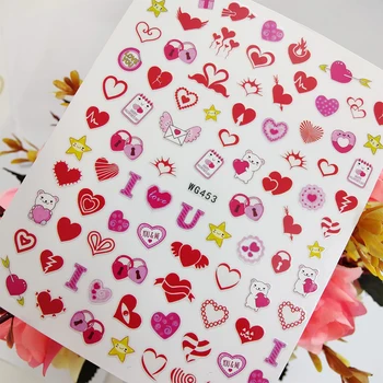 Розовый Сладкий Любовь Сердце Звезда 3D Наклейки Слайдеры Для Ногтей Самоклеящиеся Дизайн Ногтей Декорации Фольга Дизайн Маникюр Аксессуары