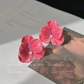 Романтические и нежно-розовые серьги-гвоздики с цветком - Элегантные булавки из стерлингового серебра 925 пробы ювелирные изделия для женщин
