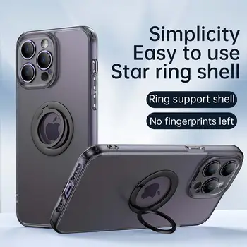 Роскошный держатель кольца на подставке Ремешок прозрачный чехол для iPhone 14 13 12 11 Pro Max Жидкая силиконовая магнитная крышка для пальцев