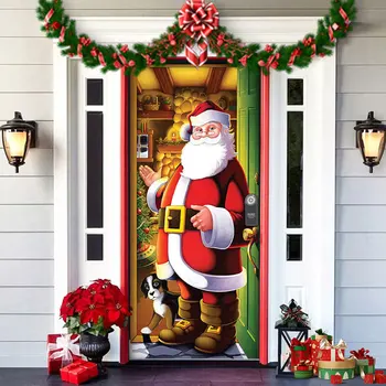 Санта-Клаус Снеговик Баннер Счастливого Рождества Декор Дом Рождественские подарки Декор двери