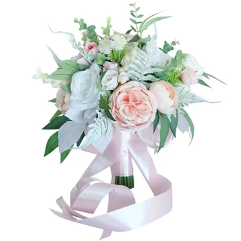 Свадебный букет невесты Искусственный цветок Букет подружки невесты Романтический-шелковая невеста с цветком Декор для помолвки E65B