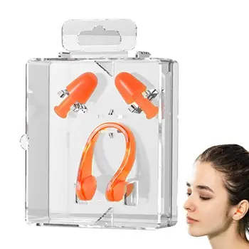 Силиконовые беруши Беруши для плавания Зажим для носа Комплект коробок Обновленный многоразовый водонепроницаемый мягкий беруши для плавания Зажим для носа