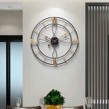 Скандинавские минималистичные настенные часы из кованого железа в стиле ретро без перфорации настенные часы 60x60 см