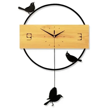 Скандинавские настенные часы на качелях гостиная креативные простые деревянные часы украшение дома без звука кварцевые домашние часы