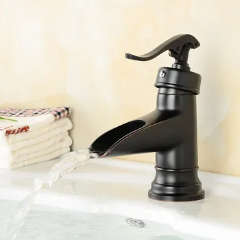 Смеситель для раковины ORB закончен Палубный латунный смеситель для ванной комнаты Антикварная раковина Смесители для горячей и холодной воды с водопадом