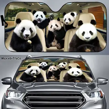Солнцезащитный козырек Panda, Лобовое стекло Panda, Солнцезащитный козырек Panda Family, Автомобильные аксессуары Panda, Подарок для любителей панды, Украшение автомобиля Panda