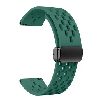 Спортивные ремешки для часов Ремешки для умных часов Силиконовые браслеты Водонепроницаемый магнитный складной ремешок с пряжкой для часов Приятная для кожи эластичная