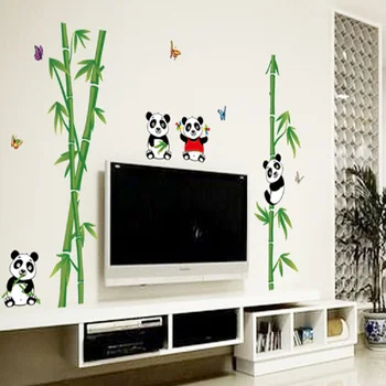 Съемное украшение для дома Панда Бамбуковые наклейки на стену DIY Домашний декор Гостиная Спальня Китайский стиль Плакаты Наклейки