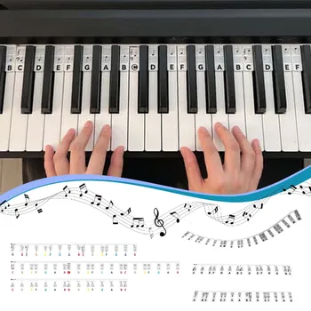съемный пвх пианино наклейка клавиша прозрачная фортепианная клавиатура ставная электронная клавиатура заметка наклейка подходит стандартный размер 88-клавишный пиан