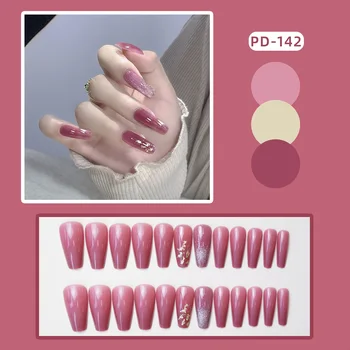  Т-образная Розовая Длинная Ложный Маникюр Сколы Защита От Размазывания Искусственные Ногти Для Горячей Девушки Платье Соответствие
