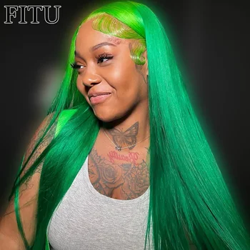 Темно-зеленый прозрачный 13x6 13x4 Кружевной передний парик кость прямой для женщин Человеческие волосы 13x4x1 T Часть Кружева Предварительно выщипанные парики Цветные
