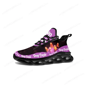Темно-фиолетовые кроссовки на плоской подошве Мужские женские хэви-метал рок-группа Спортивная беговая обувь Кроссовки Шнуровка сетчатая обувь Обувь на заказ