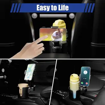 Удлинитель стакана для воды для автомобиля Универсальный подстаканник Крепление для телефона с вращением на 360 градусов Расширяемое основание для автомобиля 2-в-1 для напитков
