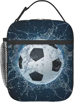 Футбольный мяч на воде Печатная сумка для ланча Изолированный ланч-бокс Холодильник Tote для офисной работы