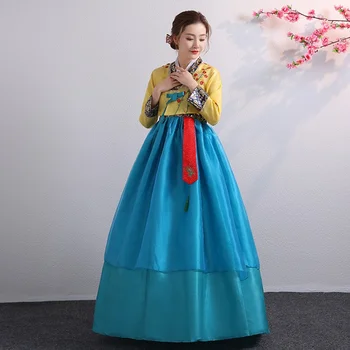 Ханбок Корейский национальный костюм для женщин, Традиционное платье, Свадебное платье, Одежда для выступлений