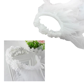 Цветочный венок из волос Повязка на голову с цветочным принтом с регулируемой лентой Тюль Фата Свадебный головной убор для женщин