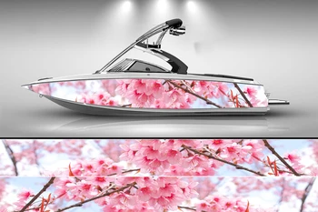 Цветущая сакура Наклейка на лодку мода на заказ рыба лодка наклейка виниловая водонепроницаемая лодка обертка лодка наклейка Графическая наклейка для лодки