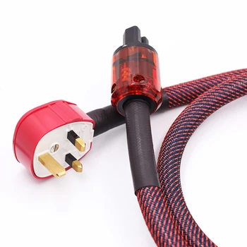 Цельный посеребренный кабель питания переменного тока Hifi с вилкой Великобритании C-046 IEC Гнездовой разъем Кабель шнура питания Schuko
