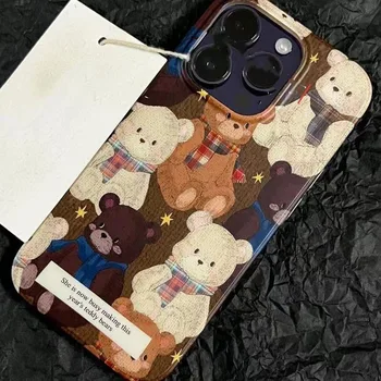 Чехлы для телефона с маслом и медведем для IPhone 11 12 13 14 Pro Max для IPhone XR XS Корейский винтажный чехол для телефона Мягкий чехол