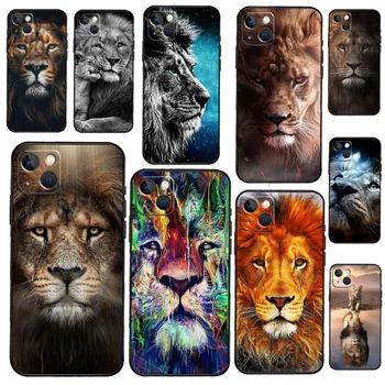 Чехол для телефона с головой льва для iPhone 13 12 11 14 15 Pro XS Max XR X Силиконовый чехол для iPhone 12 Mini 7 8 Plus