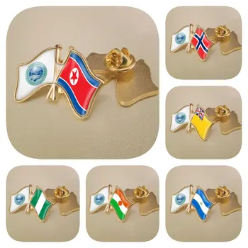 ШОС и Никарагуа Нигер Нигерия Ниуэ Северная Корея Норвегия Двойной крест Флаги дружбы Броши Нагрудные значки Значки
