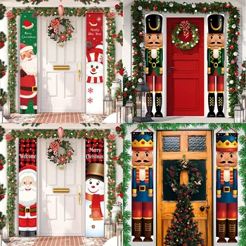 Щелкунчик Солдат Знамя Рождественская дверь Занавеска Счастливого Рождества Украшение для дома 2023 Рождественские подарки Navidad Natal